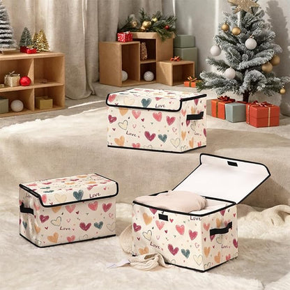 Stackable Clothes Storage Bins with Lids,Closet Organizers Fabric Cat Printing Box for Home and Office,Blanket Clothes Organizers,Under Bed Storage Containers 3 Pack.