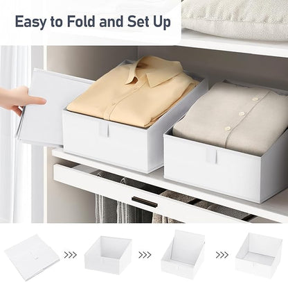 DIMJ Closet Storage Bins 10 Pack - Fabric Storage Baskets for Shelves, Collapsible Clothes Organizer, Trapezoid Shelf Organization Storage Cubes for Purse, Toys, Books, Towel, Clothes, White