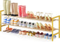 Long Shoe Rack for Closet Floor,2 Tier Wide Shoes Shelf Organizer,15-18 Pairs Bamboo Low Closet Shoe Stand Holders,Modern Sturdy Shoe Storage Rack for Entryway,49” x 11” x 17”