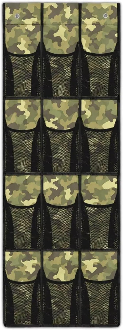 Camouflage Over the Door Shoe Organizer,Behind Door Shoes Hang Holder Rack,Hanging Shoe Storage Hanging Bag Storage for Small Spaces