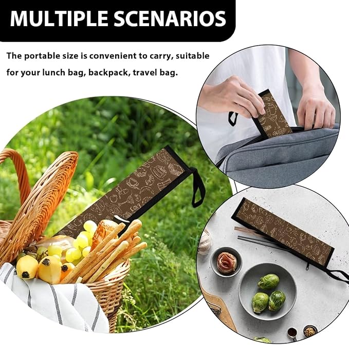Dessert Print Flatware Storage Bag Tableware Carrier Bag Dinnerware Organizer Easy of Cleaning & Light to Carry with Handle Holds up to The Rest of Time