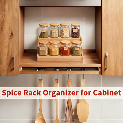 JinDoWin 2 Pack Cabinet Spice Rack Organizer - Enhanced Cabinet Spice Organizer, Practical Spice Rack Organizer for Cabinet and Efficient Cabinet Spice Organizer (2, 9 Inch)