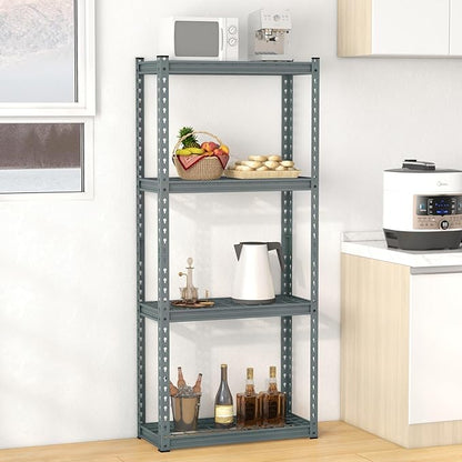 Goplus 4-Tier Metal Shelving Unit, 4 Pack Heavy Duty Wire Storage Rack with Anti-Slip Foot Pads, Height Adjustable Shelves for Warehouse, Kitchen, Living Room, Garage, 12" D x 27.5" W x 60" H