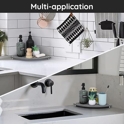 Segbeauty Diatomaceous Earth Tray, 9.85in Instant Dry Stone Drying Tray for Bathroom Counter Corner, Water Absorbing Corner Countertop Organizer Corner Counter Shelf Soap Sponge Dispenser Holder