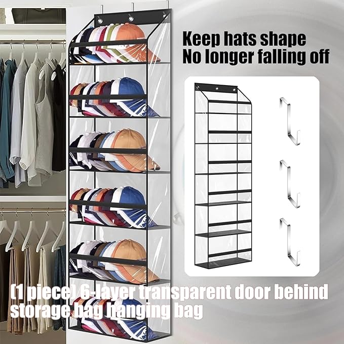 ordinarYone Multiple Layer Clear Over The Door Storage Organizers With 6 Compartments For Efficient Home Organization Saving Space