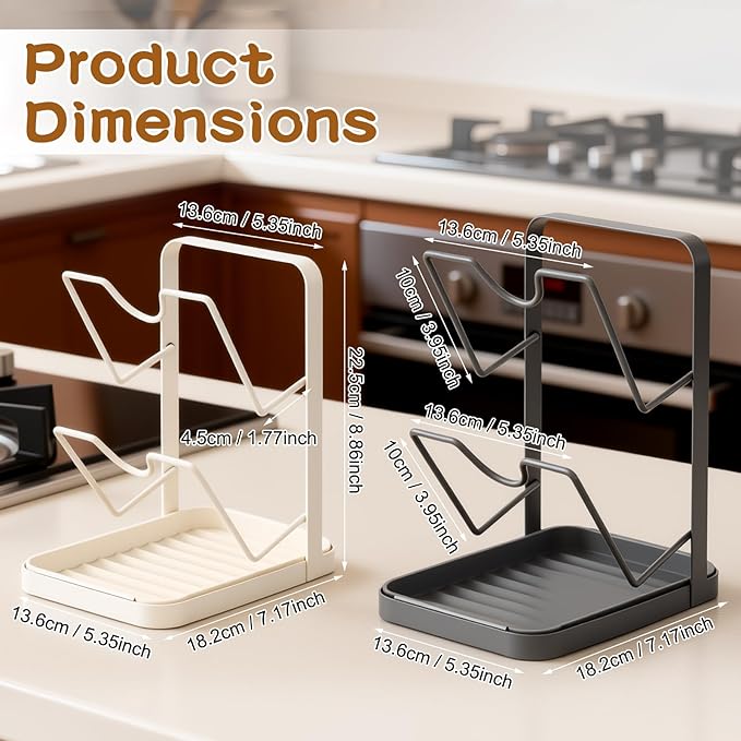 Kitchen Pot Lid Storage Rack, Pot Lid Holder With Tray, Lid Holder While Cooking, Lid And Spoon Rest, Multifunctional Kitchen Organizer Stand (Black)