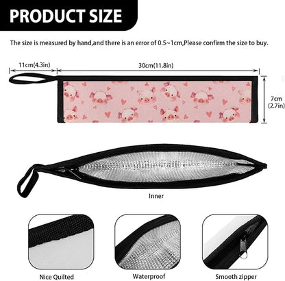 Portable Tableware Carrier Pouch Cutlery Bag Silverware Organizer Accessories for Travel Camp Party,Pig Pink