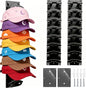 FAYYGYH Hat Organizer for Baseball Caps, 2 Pack Strong Adhesive Hat Rack for Wall, Multilayer Hat Storage Display Holder, Wall Mounted Hat Hooks Hold up to 16 Hats for Closet Door and Bedroom (Black)