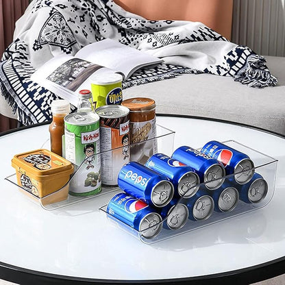 2Pcs Soda Can Organizer for Refrigerator, Refridge Organization and Storage, Canned Goods Organizer for Pantry, Produce Containers for Fridge, Clear Plastic Fruit Storage Containers for Fridge