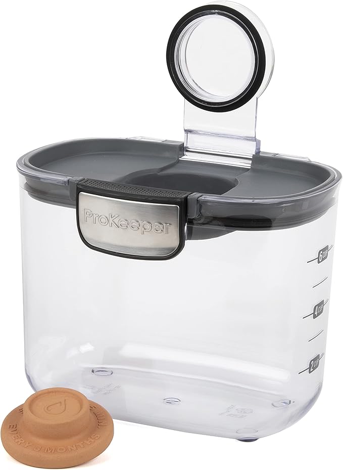 ProKeeper+ by Progressive International Clear Plastic Airtight Food Baker's Kitchen Storage Organization Container Canister Set with Magnetic Accessories (Brown Sugar 1.4-Quart)