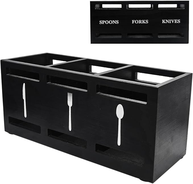 Black Party Fork Knife Spoon Organizer Caddy for Party Dining Room