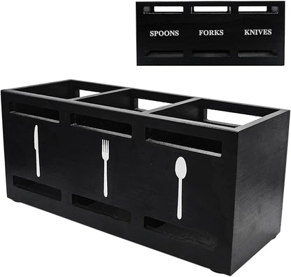 Black Party Fork Knife Spoon Organizer Caddy for Party Dining Room