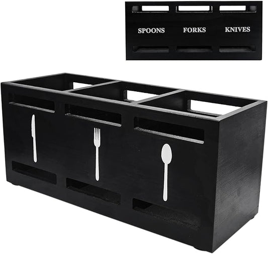 Black Party Fork Knife Spoon Organizer Caddy for Party Dining Room