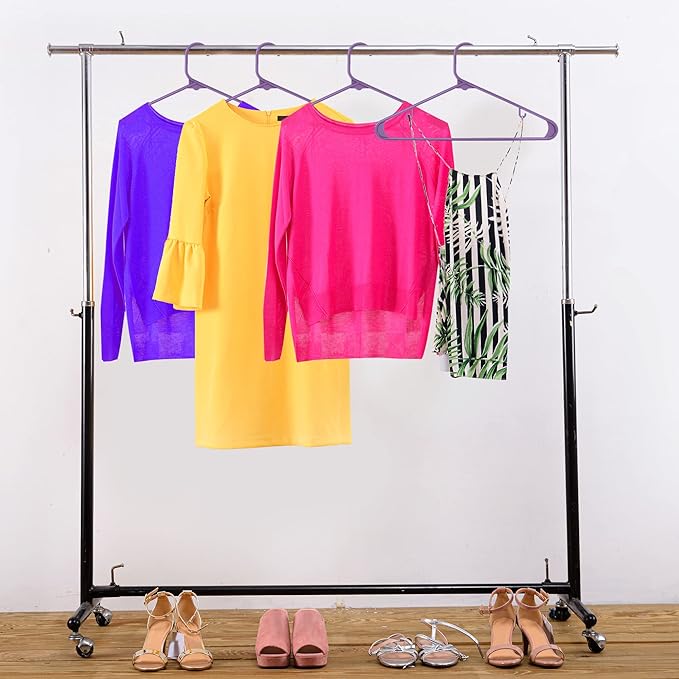 Utopia Home Plastic Hangers 200 Pack - Clothes Hanger with Hooks - Durable & Space Saving Coat Hanger - Heavy Duty Purple Hangers - Skirt Hangers