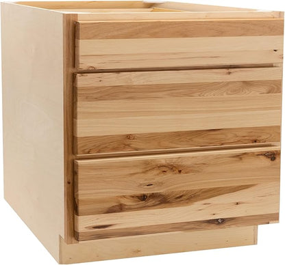 Quicklock RTA (Ready-to-Assemble) | Base Kitchen Cabinets - Shaker Style | Made in America (Rustic Hickory, 36" Wx34.5 Hx24 D 3 Drawer)