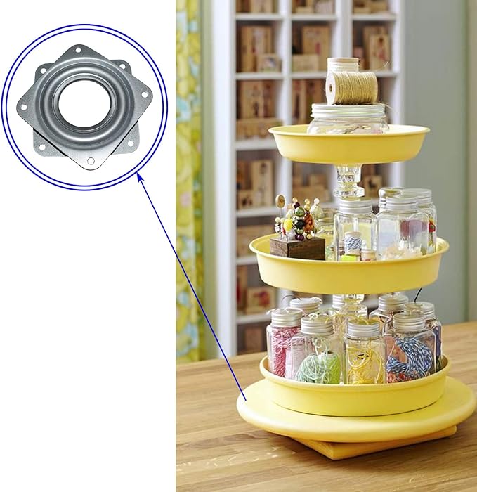 10Pack Lazy Susan Hardware, 3” Square Ball Bearing Swivel Plate, 120lbs Capacity 5/16” Thick Rotating Disc, Lazy Susan Turntable for Serving Trays, Kitchen Cabinet, Craft Project, Makeup Holder