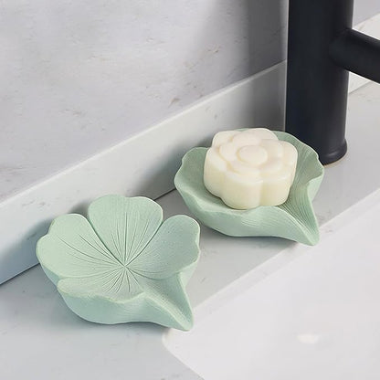 Soap Dish Soap Holder Self-Draining Soap Dish, Resin Bar Soap Holder, Lucky Four-Leaf Clover Shape Soap Tray Soap Saver for Bathroom,Kitchen,Sink,Bathtub, Easy Cleaning and Keep Dry