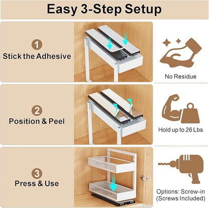 iSPECLE Vertical Spice Rack Pull Out - 1 Pack Rotate No-Drill Slide Out Spice Rack for Cabinet Swivel Easy Access Spices, Adjust Height for 4oz to 8oz Spice Jars Inside Kitchen Pantry Cabinet, Black