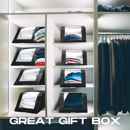 Gilprop 20 Pcs Modern Hat Boxes with Window Baseball Hat Organizer Display Box for Hat, 8.7 x 7.7 x 4.8, Black Paper Fold Storage Container Packing Box for Baseball Caps Dad Hat Billed Cap