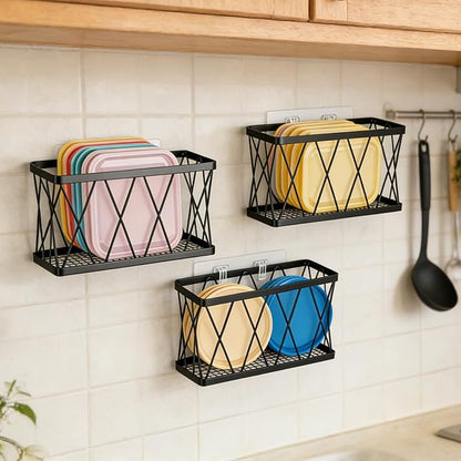 Pots and Pans Organizer Under Cabinet 3-Pack Iron Pot Lid Organizer Inside Cabinet Heavy Duty Cookware Rack Adjustable Lid Organizers Sturdy Metal Storage System for Kitchen Pantry Organization