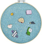 Round Badge Brooch Display Wall Hanging Pin Display Glitter Board Jewelry Storage Pin Collection Banner with Bamboo Hoop for Enamel Pins Buttons and Labels (Sky Blue-Faux Leather)
