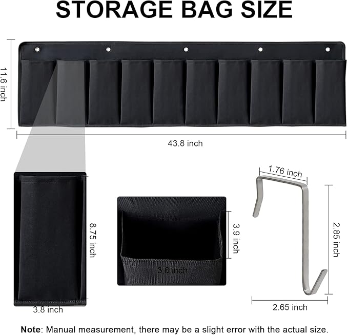 RVZONE RV Shoe Pockets 10 Pockets Heavy Hanging Bedside Storage Organizer with Sturdy Hooks Storage Pockets Hangs on bed for Shoes Toys and Tool Accessories