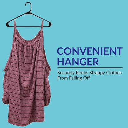 Royale Linens Plastic Hangers 40 Pack - Black Clothes Hanger with Hooks – Heavy Duty Space Saving Coat Hangers Ideal for Everyday Use for Tops, Skirt, Dress, Shirts, Pants