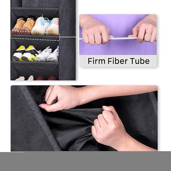 Over the Door Shoe Rack | 8 Tiers Storage Holder,Shoe Organizer for Closet with Large Deep Pockets | for Closet Wall Door Bedroom Dorm RV Boot Sock Headphone