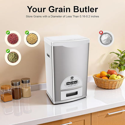 Auto Rice Dispenser,Grain Dispenser Storage Box,Large Capacity Stainless Steel Rice Storage Container for Kitchen,Dining Room (Silver) (Silver)