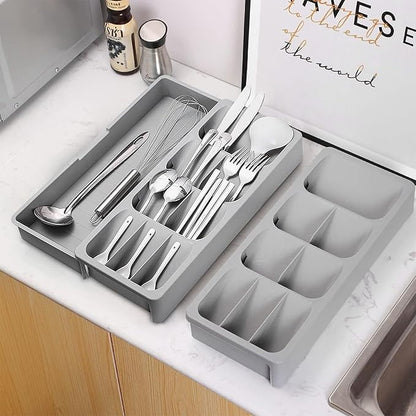 RPJFCPCS Kitchen Drawer Organizer Tray,Drawer Organiser,Cutlery Tray,Expandable Utensil Tray for Kitchen,Compact Plastic Storage Organisation for Spoons
