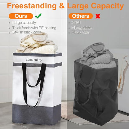 FairyHaus Laundry Basket 78L, 2Pack Laundry Hamper with Easy Carry Handles, Collapsible Laundry Baskets Hampers for Bathroom Clothes Storage Black