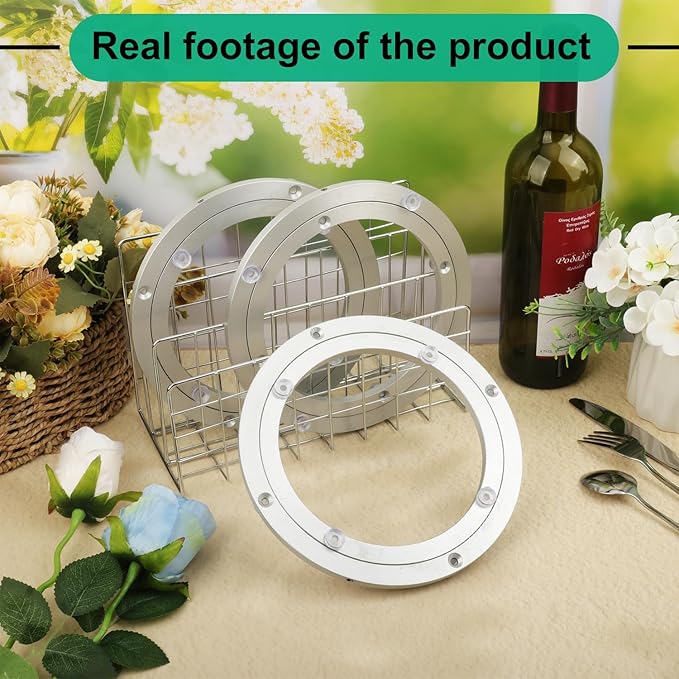 3 Pack 8 Inch Aluminium Alloy Turntable Bearing, Heavy Duty Swivel Turntable Lazy Susan for Round Dining Table, 8" Smooth Swivel Turntables for Lazy Susan Dining Table?Silver
