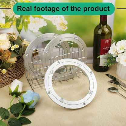 3 Pack 8 Inch Aluminium Alloy Turntable Bearing, Heavy Duty Swivel Turntable Lazy Susan for Round Dining Table, 8" Smooth Swivel Turntables for Lazy Susan Dining Table?Silver