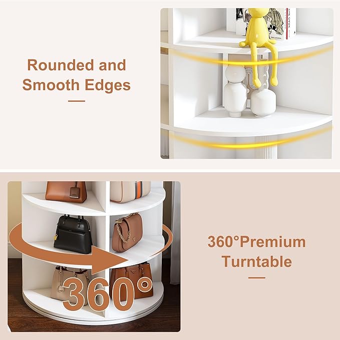 360-Degree Rotating Shoe Rack Tower with 7-Tier Lazy Susan, 28-Pair Capacity Shoe Organizer & Storage Cabinet - Space Saving Shoe Shelf for Closet Hallway Modern Home