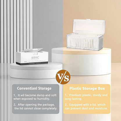 Plastic Clean Pads Holder Rectangular Pad Dispenser for Makeup Desktop Organizer with Lid for Bathroom Vanity