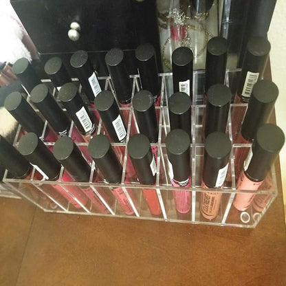 Acrylic Lip Gloss Holder Organizer, Lipstick Holder, 24 Slots Makeup Lip Gloss Lipstick Brushes Storage Display Case