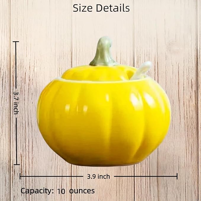 Ceramic Salt Cellar with Lid and Spoon, Salt Holder for Counter, Coffee, Sugar, Spices and Candies, Salt Containers for Countertop (yellow)