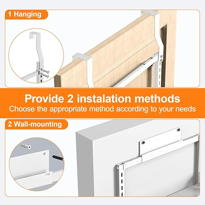 8 Tier Over The Door Pantry Orangizer 2 IN 1 Wall Mounted or Hanging Spice Rack with Adjustable Wood Basket,Heavy Duty Seasoning Storage Shelf for Kitchen Pantry and Bathroom