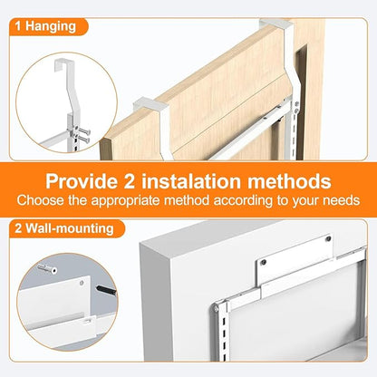 8 Tier Over The Door Pantry Orangizer 2 IN 1 Wall Mounted or Hanging Spice Rack with Adjustable Wood Basket,Heavy Duty Seasoning Storage Shelf for Kitchen Pantry and Bathroom