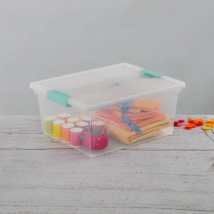 Sterilite 4-Pack Clip Box, Large Stackable Plastic Storage Bins w/ Latching Lids, 18.7 Gal - Heavy-Duty Organizing Containers for Home, Closet, Bathroom, and Office