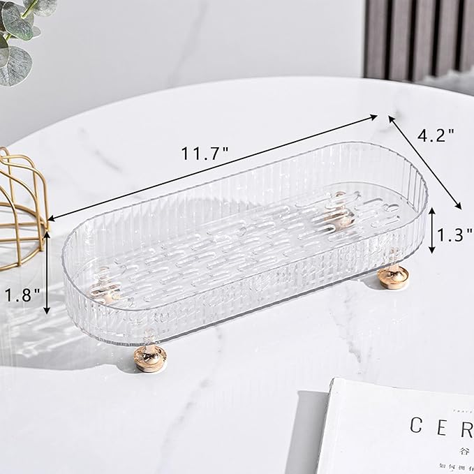 Makeup Perfume Organizer Tray, Small Bathroom Trays for Counter, Decorative Perfume Trays for Dresser, Vanity Make up Organizer Trays for Skincare and Cosmetics, Bathroom Tray Countertop