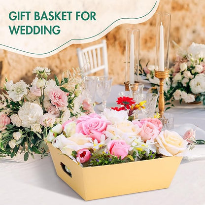 AFOROEOA 20PACK Baskets for Gifts Empty, 10x12”Thick Kraft Gift Basket with 20 Bows 20 Bags Empty Gift Baskets for Christmas, Valentine’s Day, Easter, Birthdays, Snacks, Farmers Market