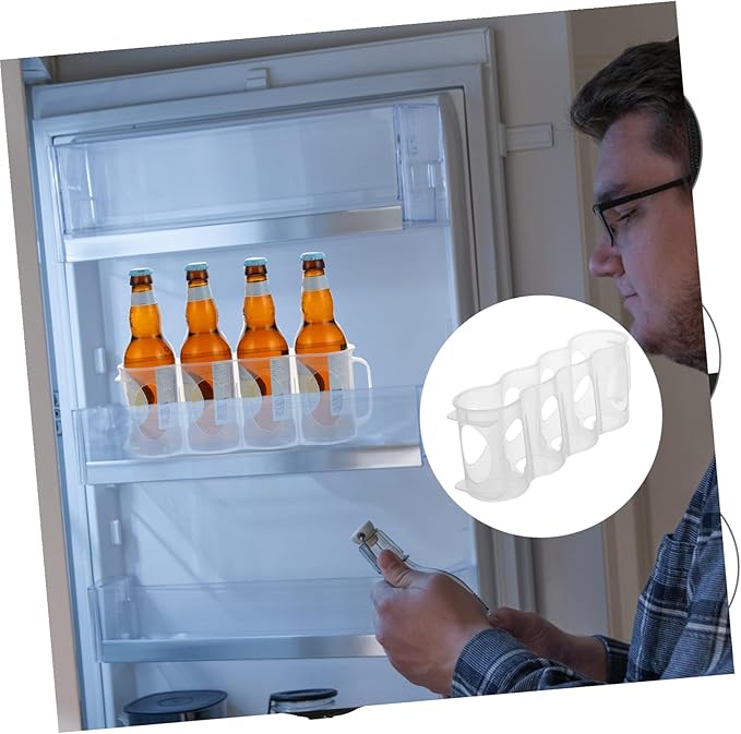 Hemoton 2pcs Refrigerator Organizer Bins Drink Holder Storage Bin Portable Can Dispenser Beverage Holder for Fridge Storage Sliding Freezer Kitchen Countertops Cabinets