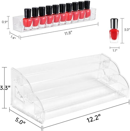 Nimiah Nail Polish Storage Organizer - 3 Tiers Nail Polish Holder Acrylic Cosmetics Display Rack for Sunglass Essential Oils Ink Bottles