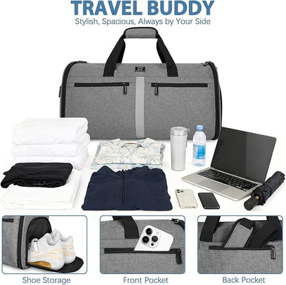 Garment Bags for Travel,50L Carry on Convertible Garment Duffle bag with Shoulder Strap,3 in 1 Hanging Suit Travel Bag with Shoulder Strap
