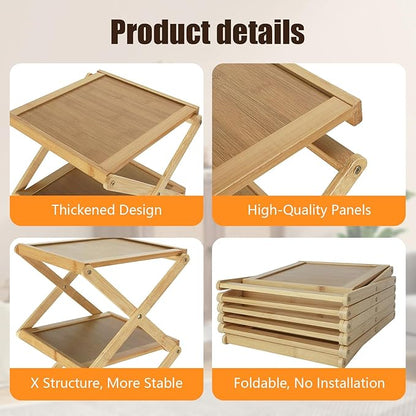 YYW Shoe Rack, Foldable Bamboo Shoes Shelf, Freestanding Shoe Storage Organiser for Entryway, Bedroom, Closet, Hallway - Functional, Natural Shoe Rack (Original, 4 Layers)