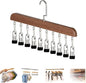 Closet Organizer with 10 Clips, Space Saving Hanging Closet Organizer, Legging Hanger for Closet Organizer with 10 Clip for Storing Jeans, Legging, Shorts (Vintage-10 Clips, 1PC)