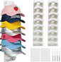 FAYYGYH Hat Organizer for Baseball Caps, 2 Pack Strong Adhesive Hat Rack for Wall, Multilayer Hat Storage Display Holder, Wall Mounted Hat Hooks Hold up to 16 Hats for Closet Door and Bedroom (White)