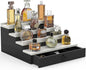upcessory Cologne Organizer for Men, 4 Tier Black Wood Perfume Organizer with Felt Lining Drawer and Hidden Compartment, Perfume Display Holder, A Gift for Men