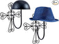 MyGift 2 Pcs Vintage Hat Holder Rack Wall Mount, Large Brim Hat Organizer Storage, Hanging Helmet Wig Display Dome, Scrollwork Cross Style, Black Metal